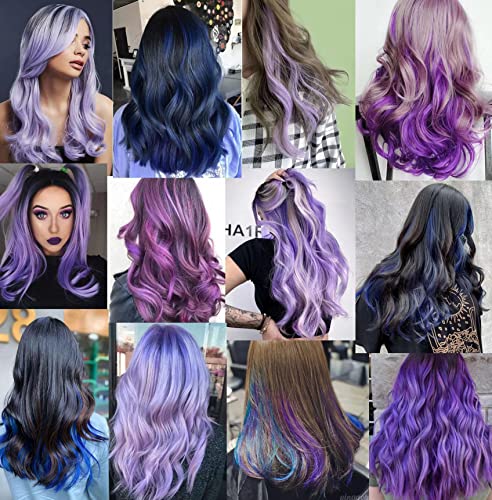 Blue&Purple&Lavender&Light Purple Wig Pieces Colorful Party Highlights Clip in Coloured Hair Extensions Multicolors Straight Synthetic Hairpieces for Women Kids Girls - Image 5