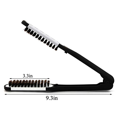 White Double-Sided Boar Bristle Hair Brush Comb with Clamp for Straightening and Styling - Image 7