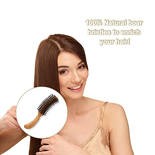Curved Handle Boar Bristle Hair Styling Brush for All Hair Types - Image 3