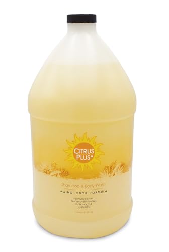 BoaVida Deodorizing Citrus Plus Elder Shampoo and Body Wash made with Persimmon to Treat the Presence of Nonenal and Remove Old Person Smell, 1 gallon