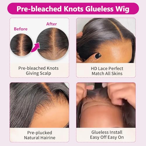 Bob Wig Glueless Wigs Human Hair Pre Plucked Pre-Cut T1B/2/30 5×6 HD Lace Front Wigs Human Hair Bob Human Hair Wig Wigs Human Hair Glueless Human Hair Bleached Knots Wear And Go 12 Inch - Image 7