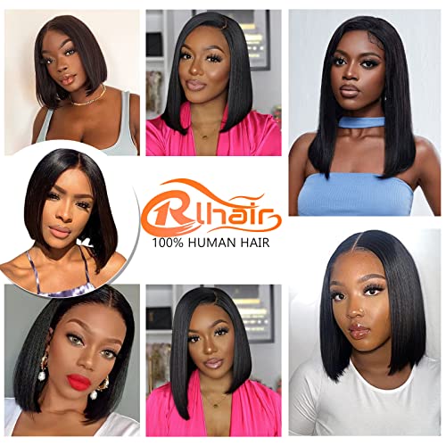 Bob Wig Human Hair 13x4 HD Lace Front Wigs for Black Women Frontal Bob Wigs Brazilian Virgin human Hair 180% Density Pre Plucked Straight Short Bob Human Hair (10 Inch, Natural) - Image 6