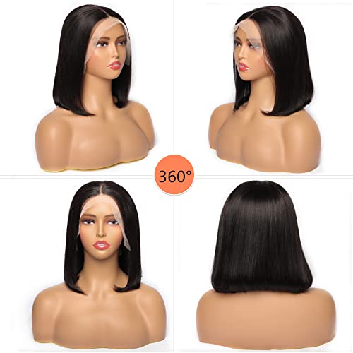 Bob Wig Human Hair 13x4 HD Lace Front Wigs for Black Women Frontal Bob Wigs Brazilian Virgin human Hair 180% Density Pre Plucked Straight Short Bob Human Hair (10 Inch, Natural) - Image 3