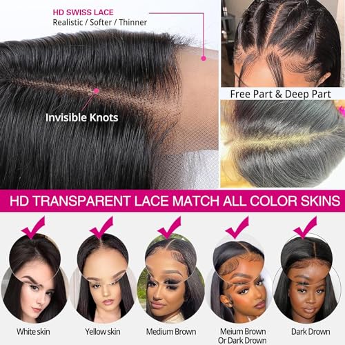 Bob Wig Human Hair, 13x4 HD Lace Front Wigs Human Hair, 10 Inch Glueless Transparent Lace Frontal Bob Wigs 180% Density 12A Brazilian Short Bob Wig for Women Pre Plucked with Baby Hair - Image 4