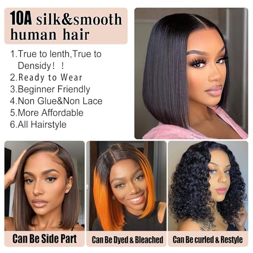 Bob Wig Human Hair 5x5 HD Lace Closure Wigs 180% Density Ready To Wear Glueless Bob Wigs for Beginner Pre Plucked Short Bob Wig Brazilian Unprocessed Virgin Human Hair Wig for Black Women - Image 5