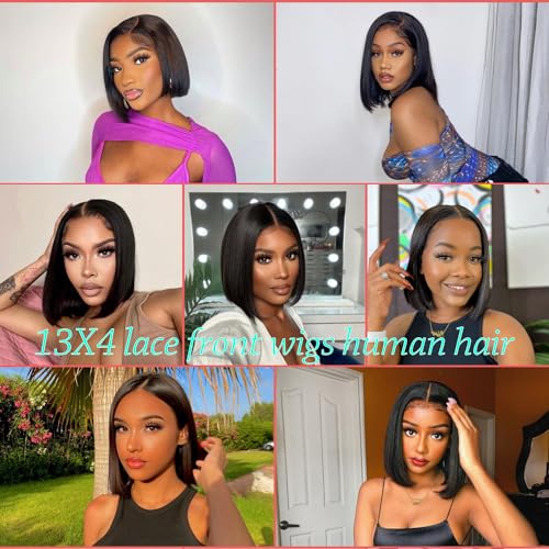 Bob Wig Human Hair,150% Density Lace Front Wigs Human Hair Brazilian Virgin Short Bob Wigs,13x4 Hd Human Hair Lace Front Wigs Pre Plucked With Baby Hair For Black Women(10 Inch,bob Wig) - Image 6