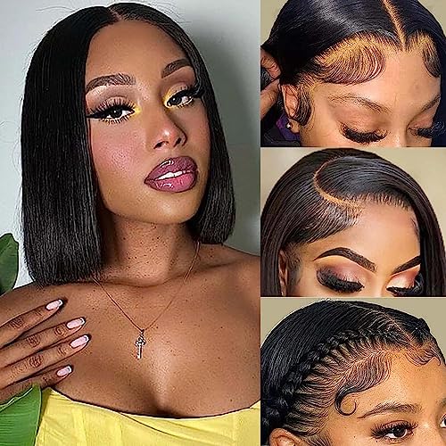 Bob Wig Human Hair,150% Density Lace Front Wigs Human Hair Brazilian Virgin Short Bob Wigs,13x4 Hd Human Hair Lace Front Wigs Pre Plucked With Baby Hair For Black Women(10 Inch,bob Wig) - Image 3