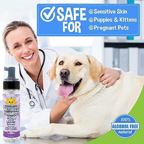 Bodhi Dog Waterless Foaming Shampoo | Natural Pet Shampoo for Dogs & Cats | Waterless Dry Shampoo for Bathless Cleaning | Pet Odor Eliminator | No Rinse Required | Made in USA (Lavender, 8oz) - Image 4