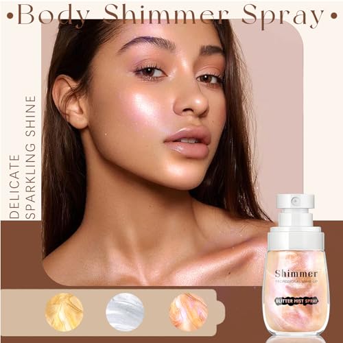 Body Glitter Spray, Sparkling Body Shimmer Mist, Brighten Luminizer Glow Illuminator Liquid Highlighter for Face Body Hair Moisturizing Non-Sticky Holographic Luster Shiny Makeup 50ml#Mermaid - Image 2