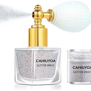 Body Glitter Spray,Shimmer Glitter Spray for Hair and Body Face Clothes Nail Art,Sparkle Highlighter Powder Face Body Glitter Hairspray Makeup for Women Girls - Silver