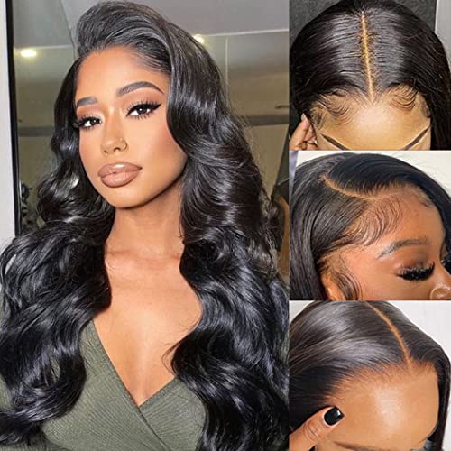 Body Wave 13x4 Transparent Lace Front Human Hair Wigs for Black Women Brazilian Unprocessed Virgin Human Hair Lace Front Wigs Pre Plucked with Baby Hair Body Wave Wigs (13x4,20inch) - Image 2