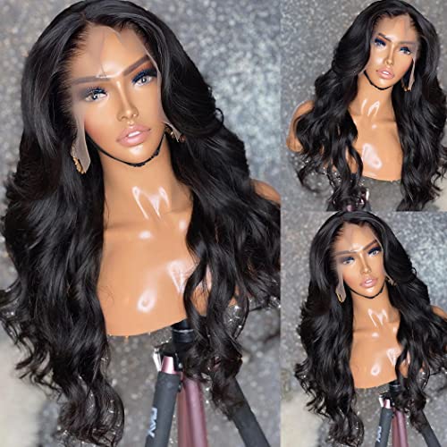 Body Wave 13x4 Transparent Lace Front Human Hair Wigs for Black Women Brazilian Unprocessed Virgin Human Hair Lace Front Wigs Pre Plucked with Baby Hair Body Wave Wigs (13x4,20inch) - Image 4