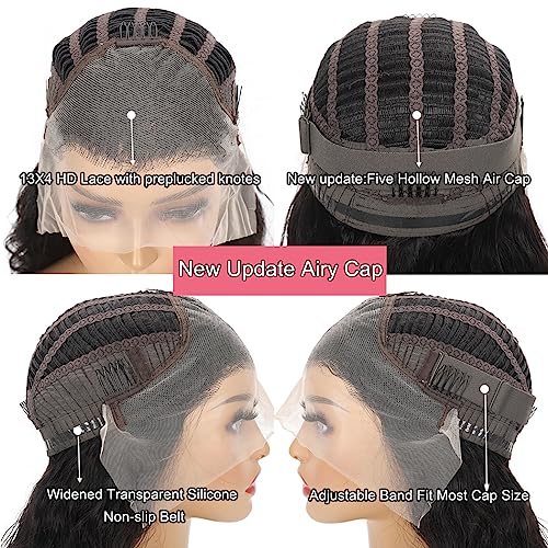 Body Wave 13x4 Transparent Lace Front Human Hair Wigs for Black Women Brazilian Unprocessed Virgin Human Hair Lace Front Wigs Pre Plucked with Baby Hair Body Wave Wigs (13x4,20inch) - Image 3