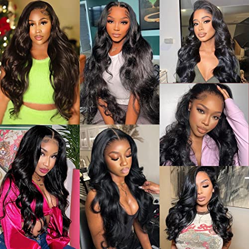 Body Wave 13x4 Transparent Lace Front Human Hair Wigs for Black Women Brazilian Unprocessed Virgin Human Hair Lace Front Wigs Pre Plucked with Baby Hair Body Wave Wigs (13x4,20inch) - Image 5