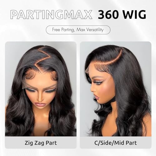 Body Wave 360 Lace Front Wigs Human Hair 12A 360 Full Lace Front Wigs 220% Density Pre Plucked with Baby Hair Brazilian Virgin Human Hair Wig Bleached Knots for Women 20inch - Image 3