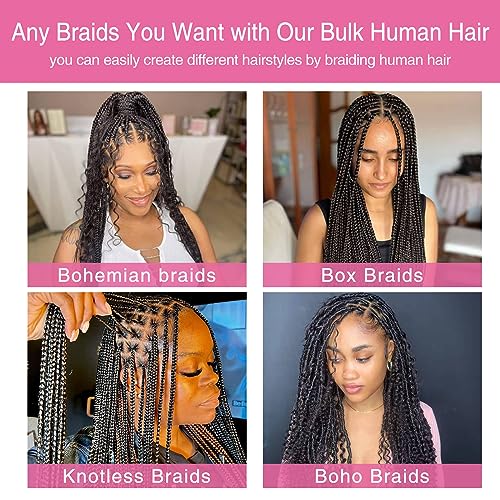 Body Wave Bulk Human Hair for Braiding No Weft Micro Braids Bulk Hair Body Wave Human Hair Braids Extension for Braiding #1B Black Color 24inch (100g (Pack of 2)) - Image 5