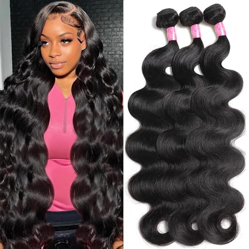 Body Wave Bundles 20 22 24 Inch Brazilian Virgin Hair Weave 12A 3 Bundles Natural Black