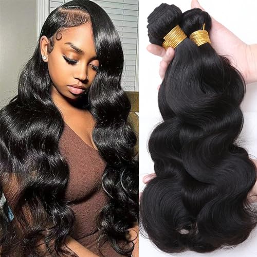 Body Wave Bundles Human Hair 3 Bundles 16 18 20 Inch 300g 12A Brazilian 100% Unprocessed Virgin Human Hair Bundles Body Wave Human Hair Bundles Natural Black Color Human Hair Extensions