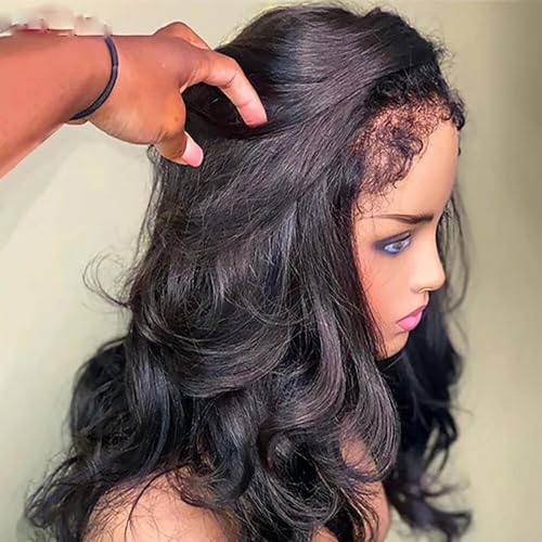 Body Wave Edges Baby Hair Lace Wigs 13x4 HD Lace Front Human Hair Wigs Kinky Edges Natural Hairline Wig For Women Pre Plucked Brazilian Remy Hair 150% Density 18Inch