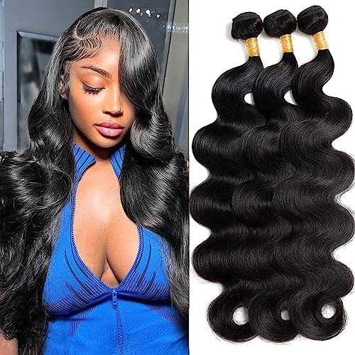 Body Wave Human Hair Bundles 22 24 26 Inch 3 Bundles Human Hair 12A Brazilian Virgin Hair Bundles Deals Human Hair Weft Unprocessed Human Hair Bundles Natural Color