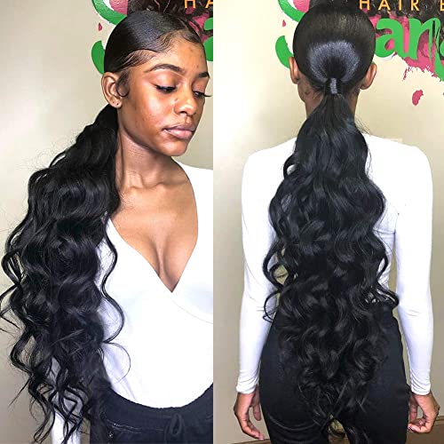 3 Pack 28 30 32 Inch Body Wave Unprocessed Brazilian Human Hair Bundles Natural Black - Image 5