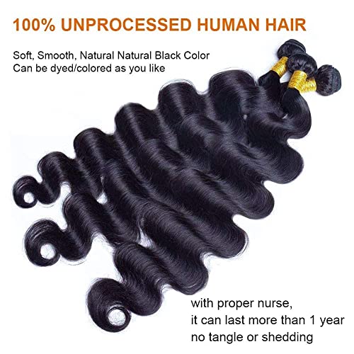 3 Pack 28 30 32 Inch Body Wave Unprocessed Brazilian Human Hair Bundles Natural Black - Image 3