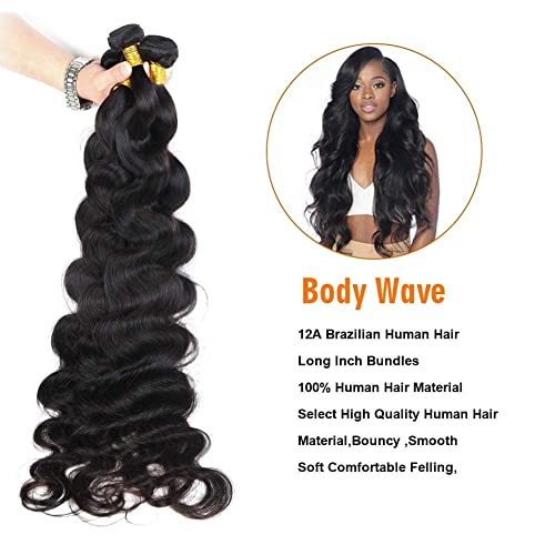 3 Pack 28 30 32 Inch Body Wave Unprocessed Brazilian Human Hair Bundles Natural Black - Image 2