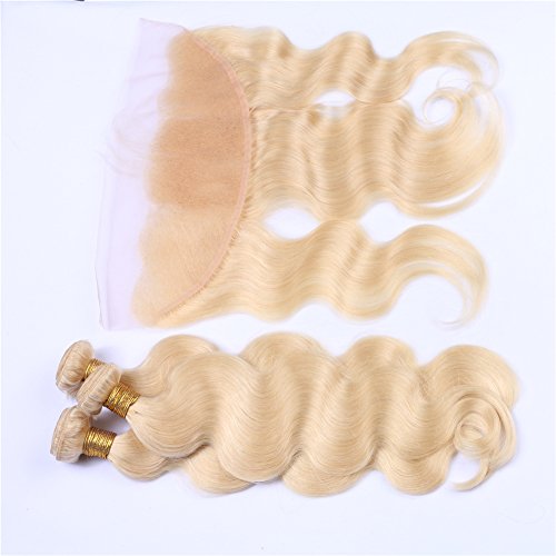 Body Wave Human Hair Weft Extensions With 13x4 Lace Frontal Russian Blonde 613 Hair 3Bundles With Ear To Ear Frontal With Baby Hair (26 28 30+24 inch frontal) - Image 3
