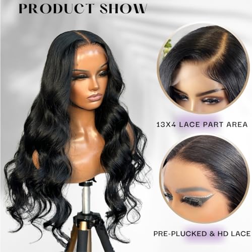 26 Inch Body Wave 13x4 HD Lace Front Human Hair Wig, 180% Density, Glueless, Pre Plucked with Baby Hair - Image 3