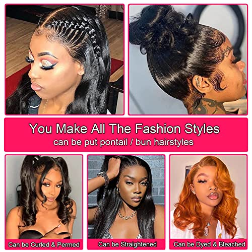 Body Wave Lace Front Wig 4x4 HD Lace Front Wigs Human Hair Pre Plucked Bleached Knots with Baby Hair 150% Density Human Hair Wigs for Women 100% Brazilain Virgin Human Hair Wigs(28inch) - Image 4