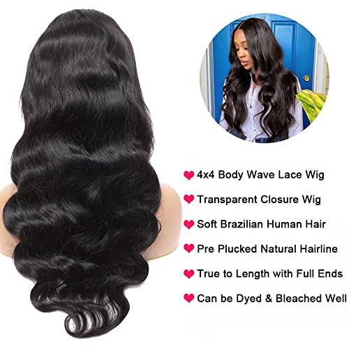 Body Wave Lace Front Wig 4x4 HD Lace Front Wigs Human Hair Pre Plucked Bleached Knots with Baby Hair 150% Density Human Hair Wigs for Women 100% Brazilain Virgin Human Hair Wigs(28inch) - Image 3