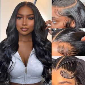 Body Wave Lace Front Wigs Human Hair 13x4 HD Lace Front Wigs Human Hair 180% Density Wigs For Women Lace Frontal Glueless Wigs Human Hair Pre Plucked With Baby Hair 26inch