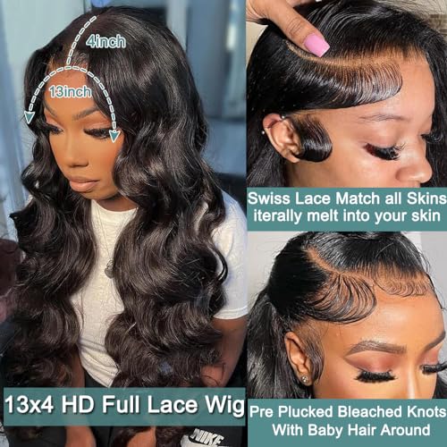 Body Wave Lace Front Wigs Human Hair 13x4 Lace Frontal Wigs Human Hair HD Lace Wig 180% Density Brazilian Lace Front Wigs Full Lace Human Hair Wigs 24 Inch - Image 2