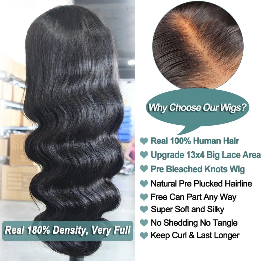 Body Wave Lace Front Wigs Human Hair 13x4 Lace Frontal Wigs Human Hair HD Lace Wig 180% Density Brazilian Lace Front Wigs Full Lace Human Hair Wigs 24 Inch - Image 5