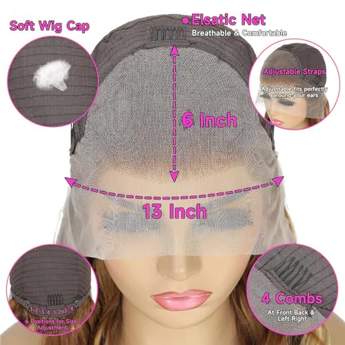 Body Wave Lace Front Wigs Human Hair 13x6 HD Transparent Honey Blonde Lace Front Wig Human Hair 4/27 Colored Glueless Wigs Human Hair Brazilian Virgin Human Hair Wigs 180 Density (22 Inch) - Image 6