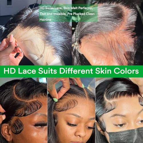 Body Wave Lace Front Wigs Human Hair 26 Inch 13x4 HD Transparent Lace Frontal Human Hair Wigs Glueless Wigs Human Hair Pre Plucked with Baby Hair 180% Density Body Wave Lace Front Wig - Image 6