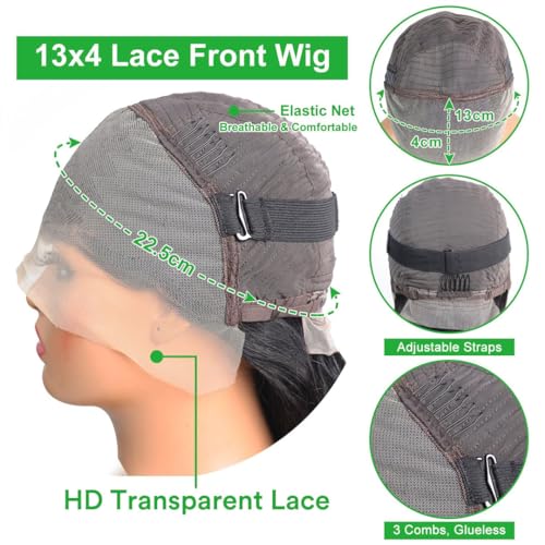 Body Wave Lace Front Wigs Human Hair 26 Inch 13x4 HD Transparent Lace Frontal Human Hair Wigs Glueless Wigs Human Hair Pre Plucked with Baby Hair 180% Density Body Wave Lace Front Wig - Image 5