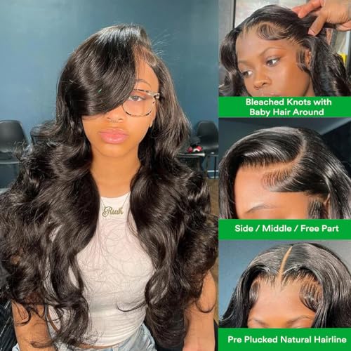 Body Wave Lace Front Wigs Human Hair 26 Inch 13x4 HD Transparent Lace Frontal Human Hair Wigs Glueless Wigs Human Hair Pre Plucked with Baby Hair 180% Density Body Wave Lace Front Wig - Image 3