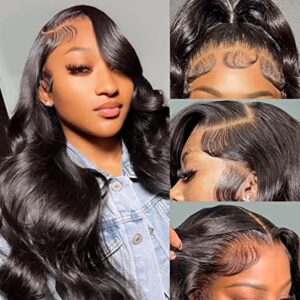 Body Wave Lace Front Wigs Human Hair Pre Plucked 13x4 Frontal Wigs Human Hair Wigs for Women 180% Density Transparent HD Lace Front Wigs Human Hair Pre Plucked with Baby Hair 20 Inch
