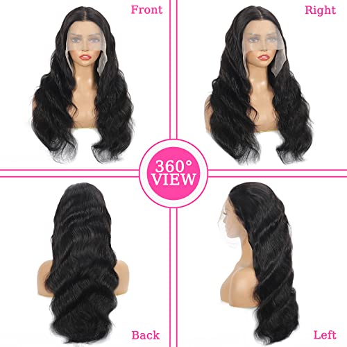 Body Wave Lace Front Wigs Human Hair Pre Plucked 13x4 HD Lace Frontal Wigs Human Hair 180 Density Natural Black Wigs for Women Human Hair Lace Front Wig with Baby Hair Glueless 22 Inch - Image 7