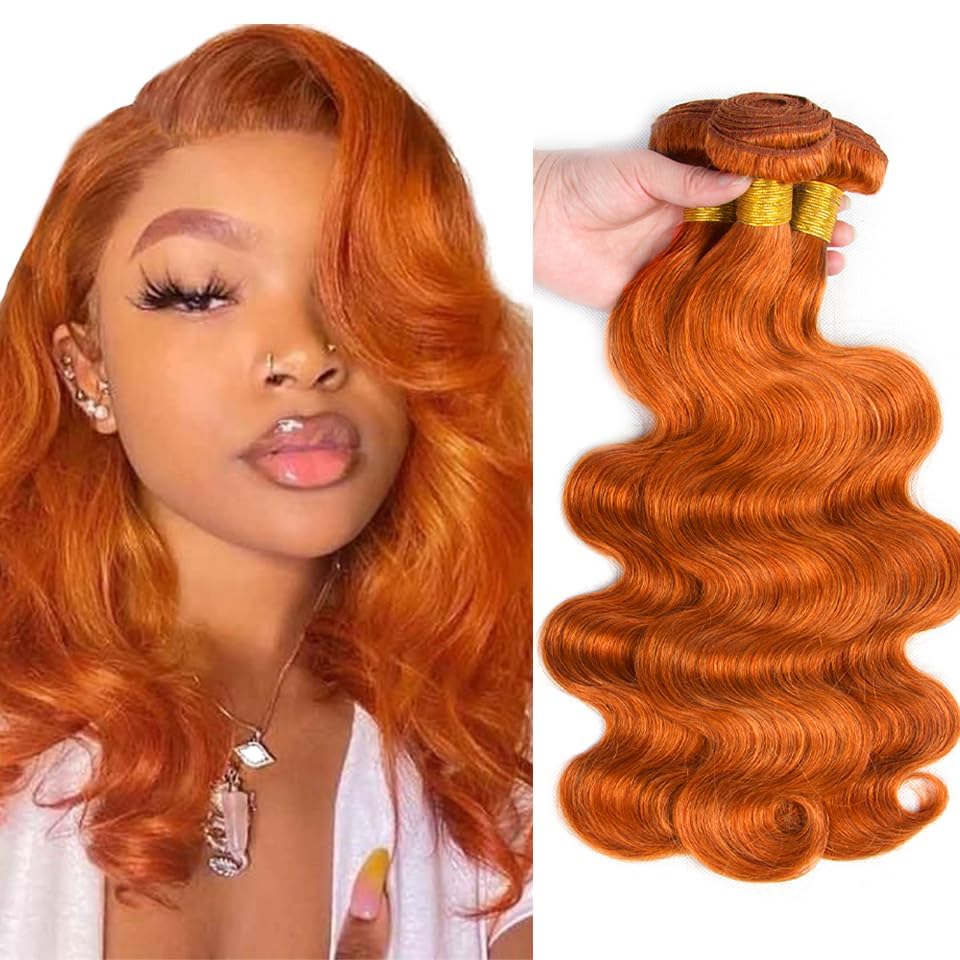 Body Wave Orange GingerBundles Unprocessed Brazilian Virgin Hair Bundles Natural Color Orange GingerQuick Weave Hair Extension