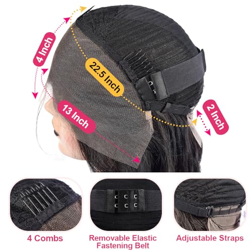 Body Wave Wigs Human Hair 13x4 HD Lace Front Wigs Human Hair Pre Plucked Bleached Knots 180% Density Brazilian Virgin Human Hair Wear and Go Glueless Wigs Human Hair for Women Natural Hairline 26 Inch - Image 4