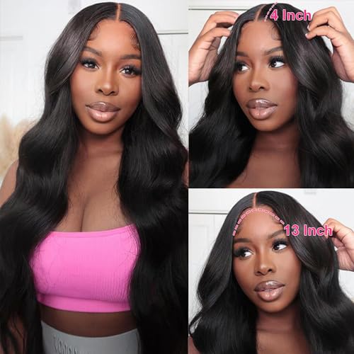 Body Wave Wigs Human Hair 13x4 HD Lace Front Wigs Human Hair Pre Plucked Bleached Knots 180% Density Brazilian Virgin Human Hair Wear and Go Glueless Wigs Human Hair for Women Natural Hairline 26 Inch - Image 5