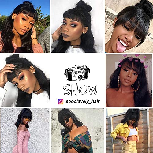 Body Wave Wigs With Bangs Virgin Brazilian None Lace Front Wigs Human Hair Wigs 180% Density Glueless Machine Made Wigs For Black Women (26 inch, body wave) - Image 5