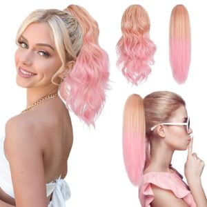 BOGSEA 2PCS 14” Claw Clip Ponytail Extensions for Women Wavy Curly Straight Ombre Hair