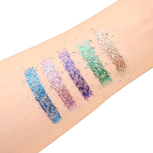 Boobeen Colorful Glitter Eyeliner Liquid Shimmer Eyeliner Waterproof Metallic Eyeliner Smudge-Proof Suitable for Women, 1 Pcs - Image 4