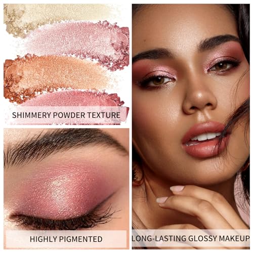 Boobeen Glitter Eyeshadow Palette, 5 Colors Highly Pigmented Eyeshadow Shimmer Powder, Glitter Highlighter Eye Shadow Makeup for Women, Creates Sparkling Metallic Finishes, Long-Lasting - Image 2
