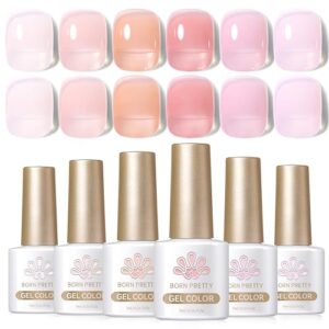 Born Pretty 6-Piece Jelly Pink Gel Nail Polish Set for Professional Manicures