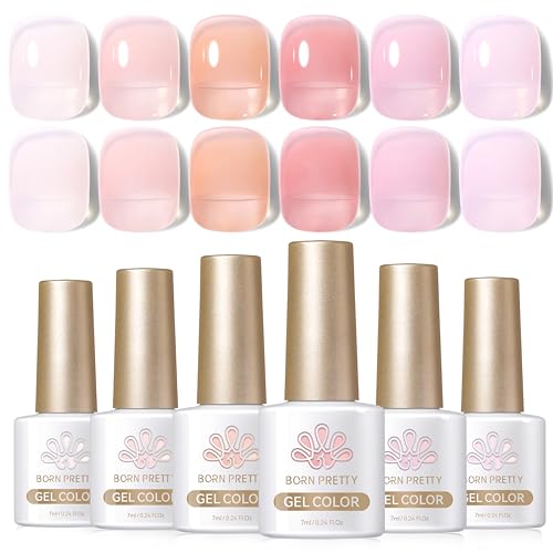 Born Pretty 6-Piece Jelly Pink Gel Nail Polish Set for Professional Manicures