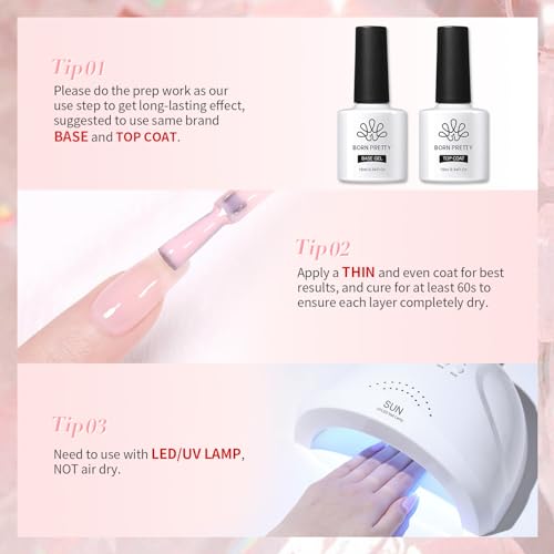 Born Pretty Hema-Free X-Jelly Gel Jelly Pink Gel Nail Polish Sheer Light Pink Translucent Soak Off Gel Polish U V Light Cure for Nail Art DIY 15ML,75% Mily Jelly - Image 9